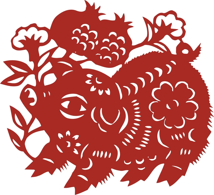 中国风中式传统喜庆民俗人物动物窗花剪纸插画边框AI矢量PNG素材【1582】